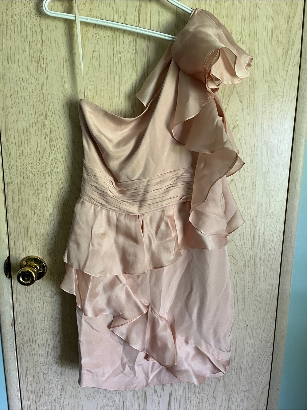 Marchesa Notte one-shoulder SILK cocktail dress Antique Rose Pink Sz 10